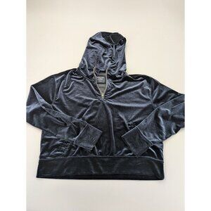 Abercrombie & Fitch 1/4 Zip Pullover Hoodie Womens Small Blue Velour Preppy‎ Y2K